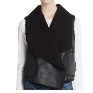 Black Faux Shearling Vest C&C California
